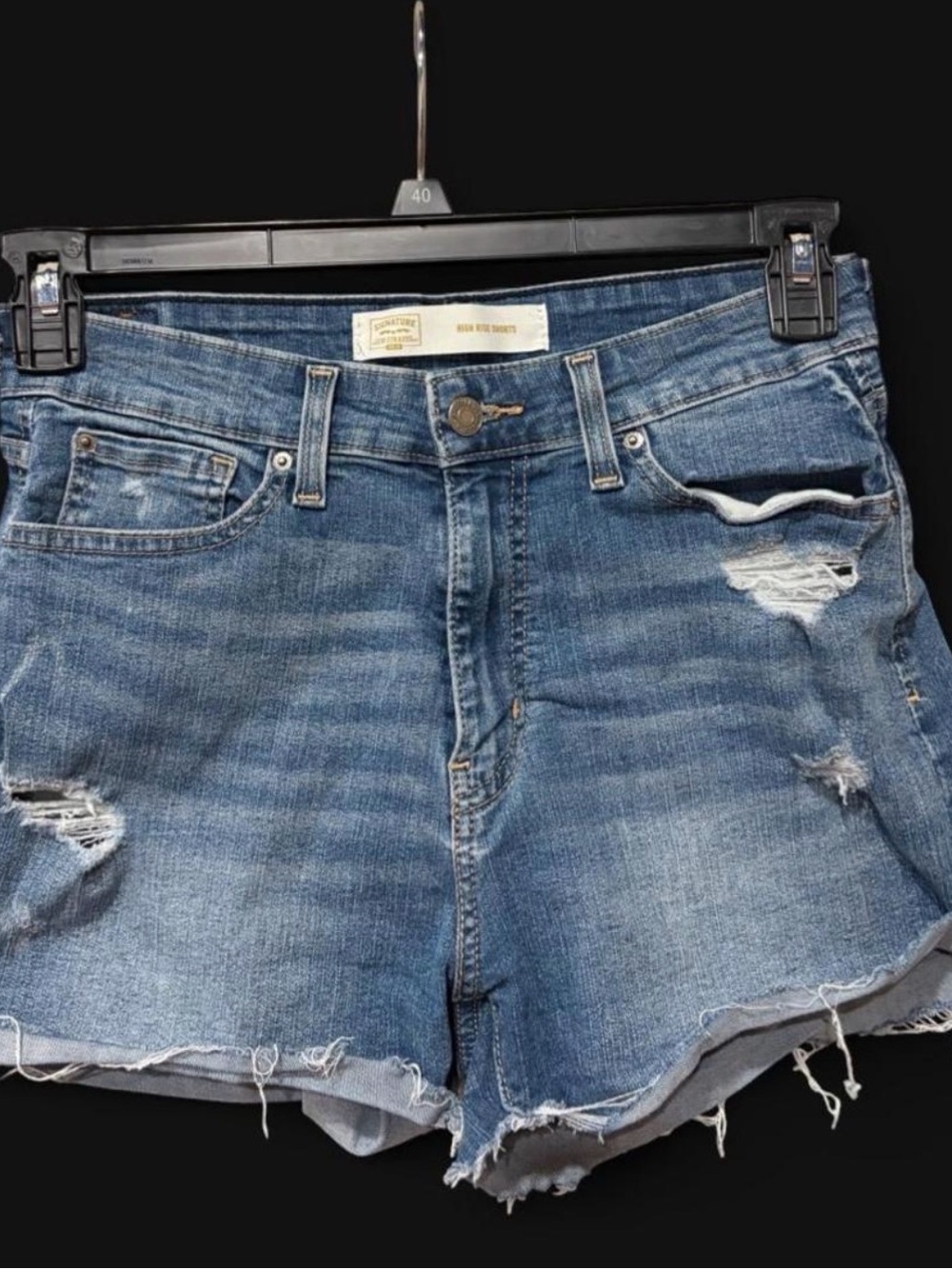Levi's high rise blue denim shorts